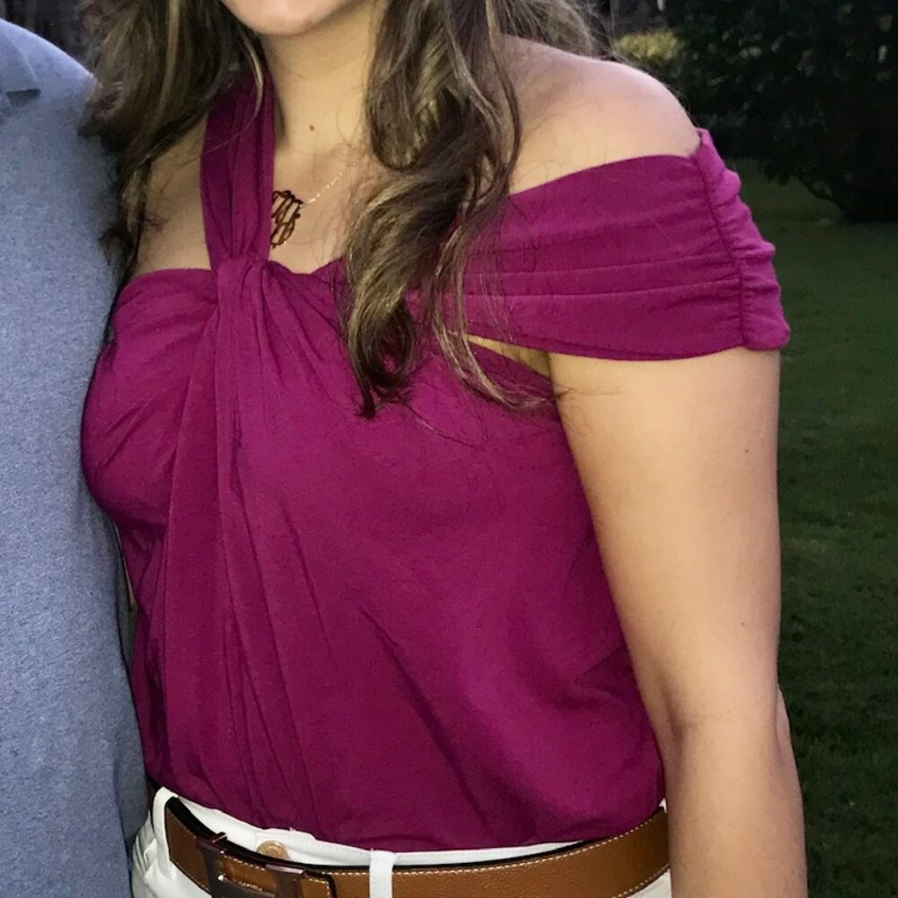 1.State Fuchsia Off-the-shoulder Top